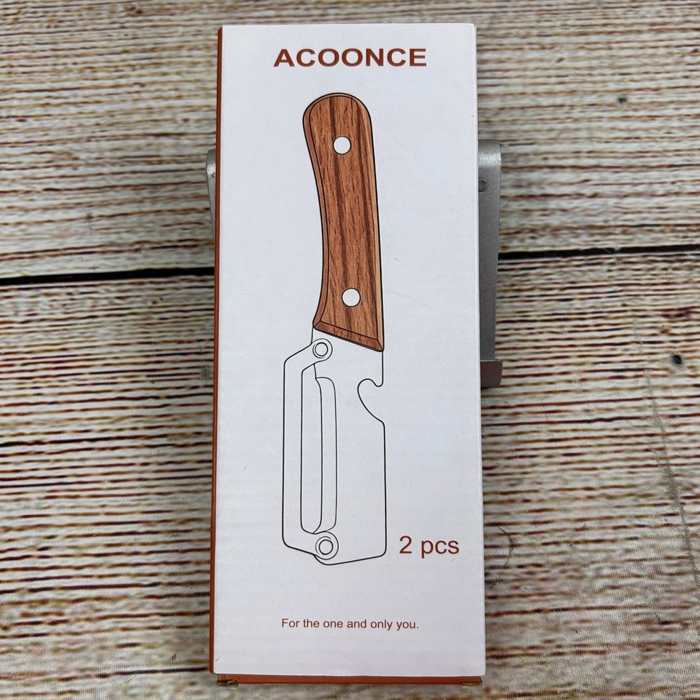 ACOONCE 2 Pcs Multi-Functional Vegetable Peeler with Bottle Opener Wood Handle